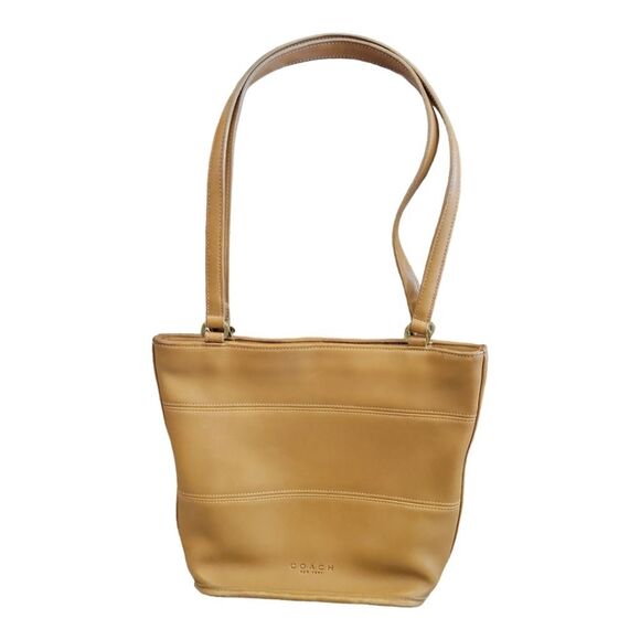 VINTAGE Tan COACH Bucket Style Purse w/ 2 Handles - Picture 1 of 9